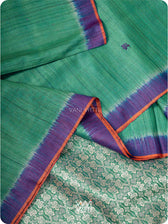 Peacock Green Purple Nabh Butterfly Handspun Tussar Silk Saree