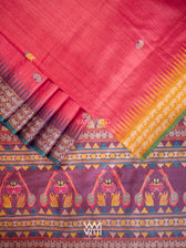 Red Purple Mustard Veena Pani Lata Master Weave Exclusive Handspun Tussar Silk Saree