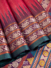 Red Purple Mustard Veena Pani Lata Master Weave Exclusive Handspun Tussar Silk Saree