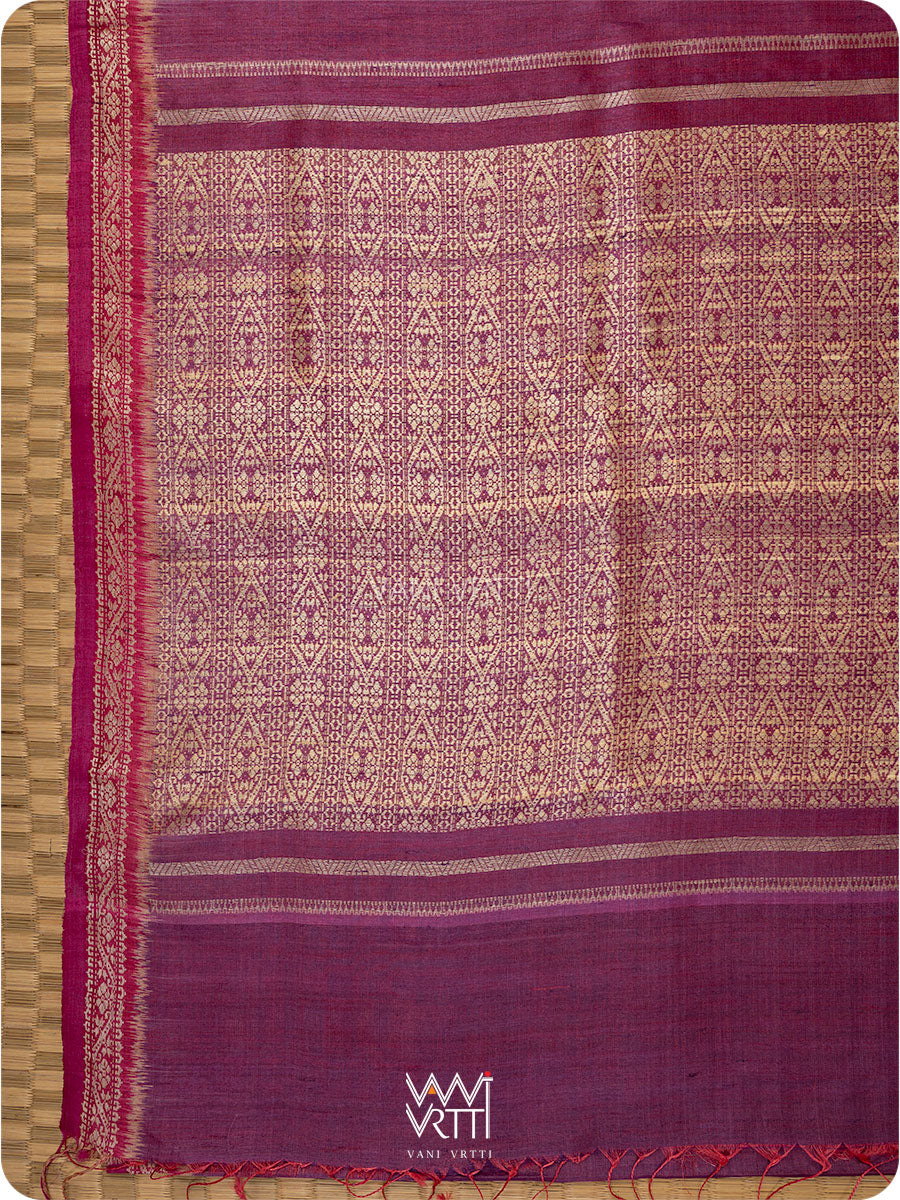 Purple Pink Madhumalati Handspun Tussar Silk Saree