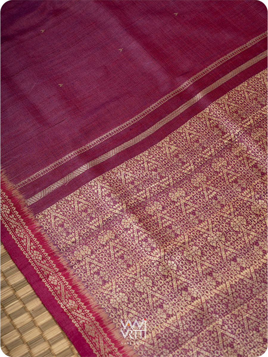 Purple Pink Madhumalati Handspun Tussar Silk Saree