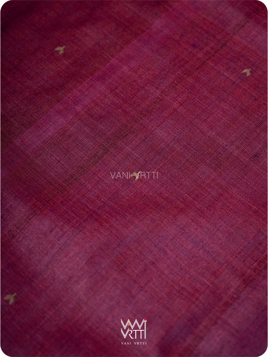 Purple Pink Madhumalati Handspun Tussar Silk Saree