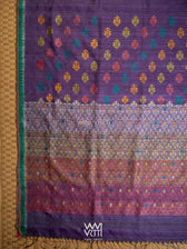 Purple Green Parijat Handspun Tussar Silk Saree