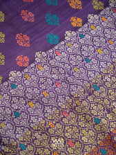 Purple Green Parijat Handspun Tussar Silk Saree