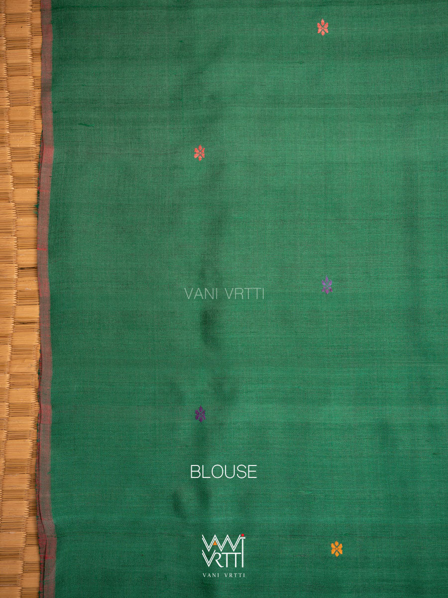 Purple Green Parijat Handspun Tussar Silk Saree