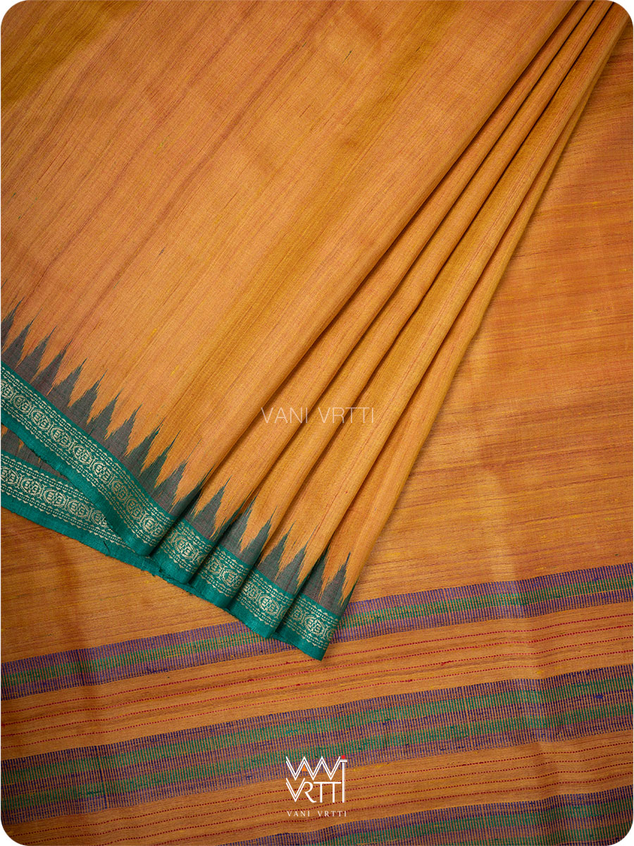 Mustard Yellow  Aarush Handspun Tussar Silk Saree