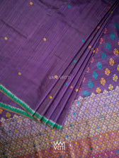 Purple Green Parijat Handspun Tussar Silk Saree