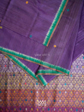 Purple Green Parijat Handspun Tussar Silk Saree