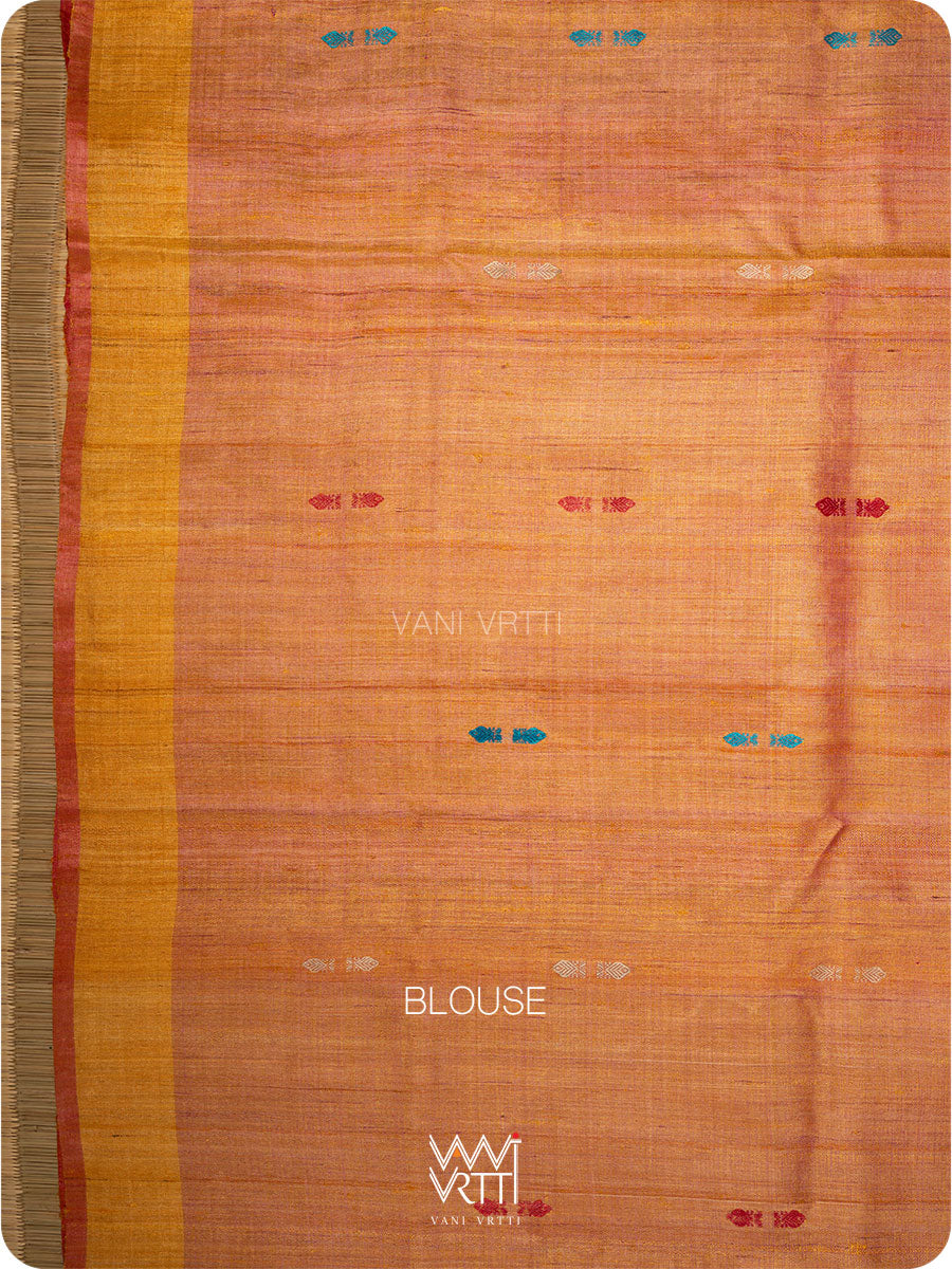 Pink  Orange  Ananta Handspun Tussar Silk Saree