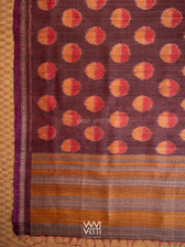 Brown Red Surya Ikat Handspun Tussar Silk Saree