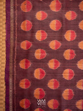 Brown Red Surya Ikat Handspun Tussar Silk Saree