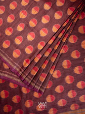 Brown Red Surya Ikat Handspun Tussar Silk Saree