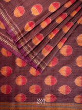 Brown Red Surya Ikat Handspun Tussar Silk Saree