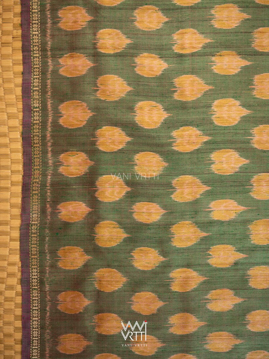 Reddish Green Dual Colour Peepal Handspun Tussar Silk Saree