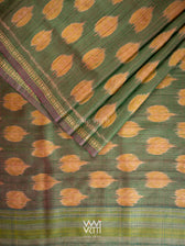 Reddish Green Dual Colour Peepal Handspun Tussar Silk Saree