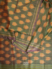 Reddish Green Dual Colour Peepal Handspun Tussar Silk Saree