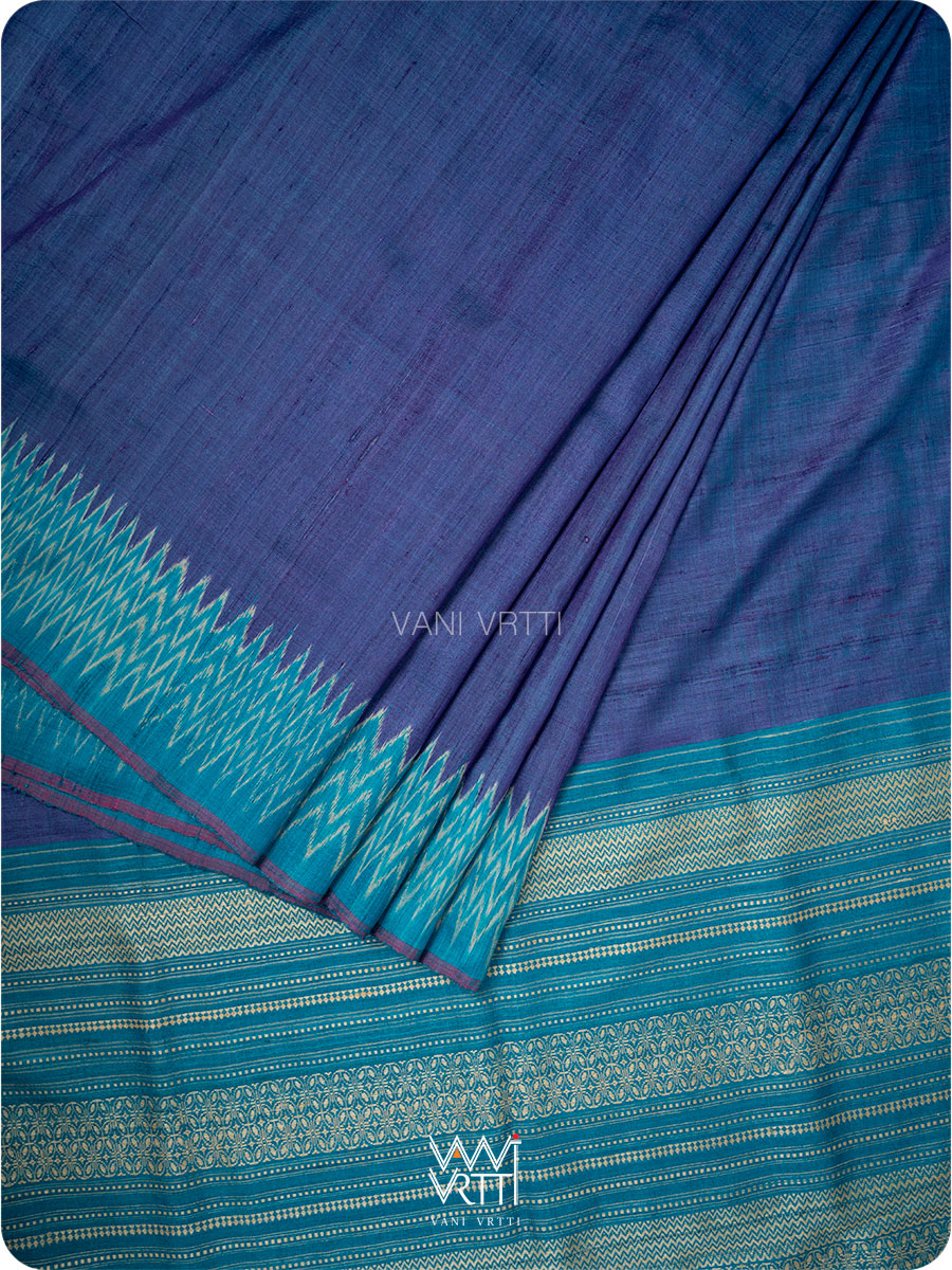 Purple Firozi Anjana Handspun Tussar Silk Saree
