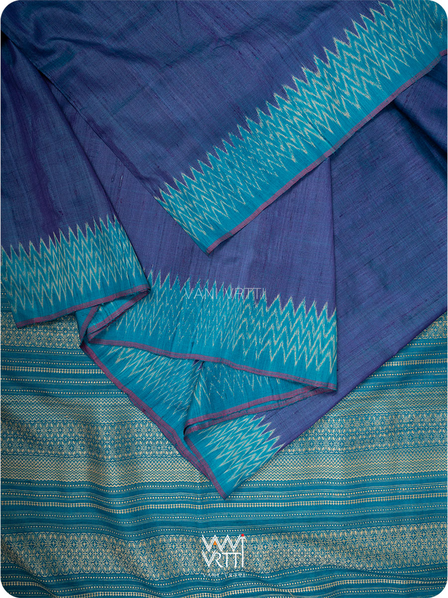 Purple Firozi Anjana Handspun Tussar Silk Saree