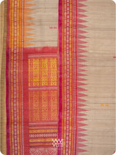 Off White Red Orange Ananta Handspun Tussar Silk Saree