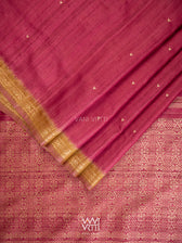 Bougainvillea Pink Mehendi Madhumalati Handspun Tussar Silk Sari