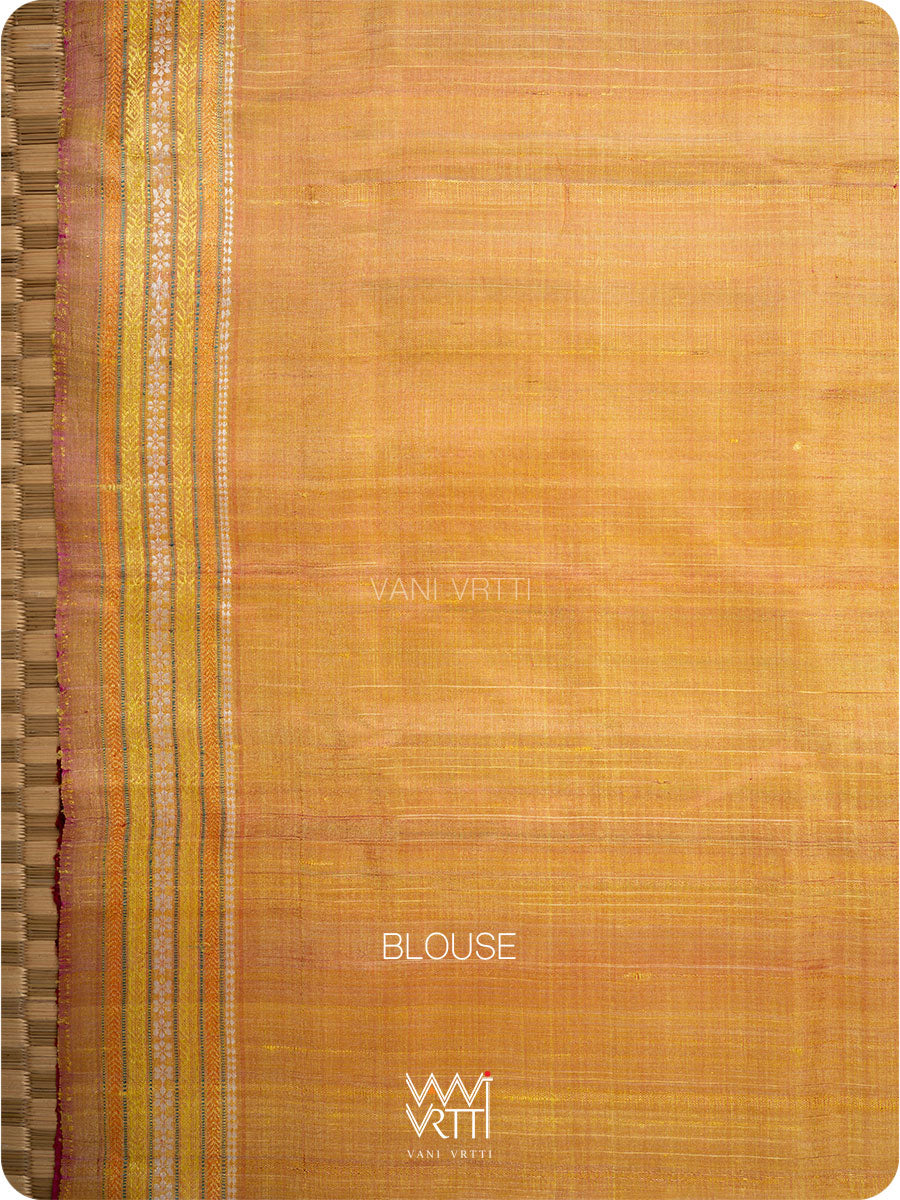 Teal Green Red And Olive Ganga Jamuna Ananta Handspun Tussar Silk Saree