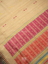 Natural Tussar Mehendi Bottle Green Ananta Handspun Tussar Silk Saree