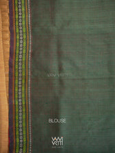 Light Olive Green Red Ganga Jamuna Ananta Handspun Tussar Silk Saree
