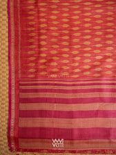 Red Orange Kadamba Ikat Handspun Tussar Silk Saree