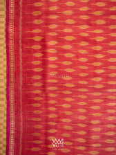Red Orange Kadamba Ikat Handspun Tussar Silk Saree