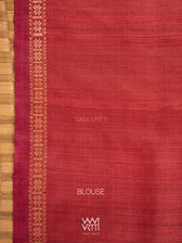 Red Orange Kadamba Ikat Handspun Tussar Silk Saree