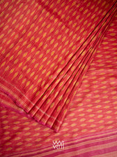 Red Orange Kadamba Ikat Handspun Tussar Silk Saree