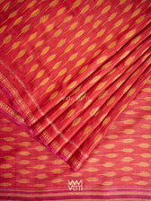 Red Orange Kadamba Ikat Handspun Tussar Silk Saree