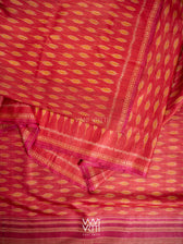 Red Orange Kadamba Ikat Handspun Tussar Silk Saree