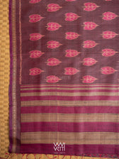 Coffee Pink Peepal Ikat Handspun Tussar Silk Saree