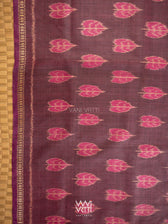 Coffee Pink Peepal Ikat Handspun Tussar Silk Saree