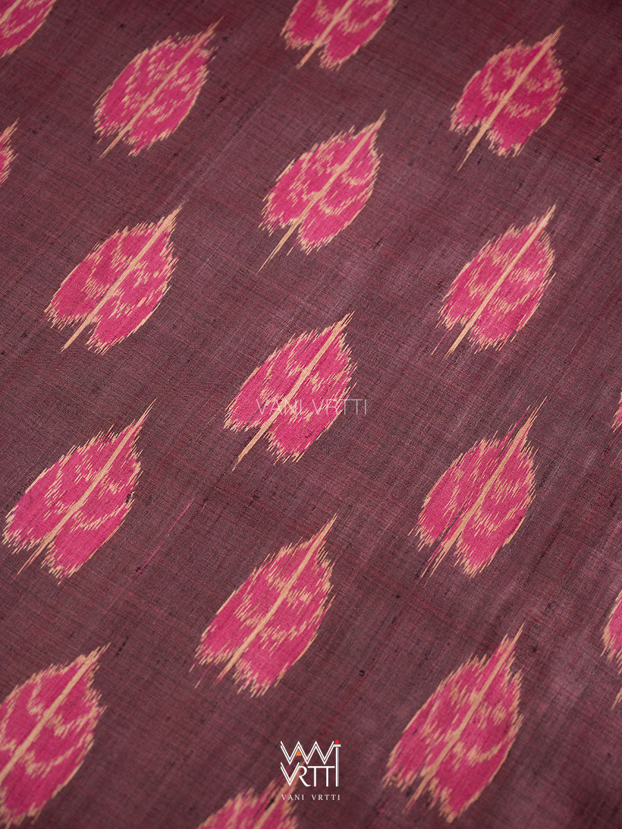 Coffee Pink Peepal Ikat Handspun Tussar Silk Saree