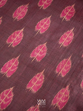 Coffee Pink Peepal Ikat Handspun Tussar Silk Saree