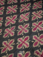 Black Pink Rangan Phool Ikat Handspun Tussar Silk Saree