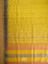 Yellow Lilac Peach Ganga Jamuna Kondha Handspun Tussar Silk Saree