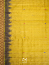 Yellow Lilac Peach Ganga Jamuna Kondha Handspun Tussar Silk Saree