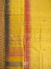 Yellow Lilac Peach Ganga Jamuna Kondha Handspun Tussar Silk Saree