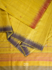 Yellow Lilac Peach Ganga Jamuna Kondha Handspun Tussar Silk Saree