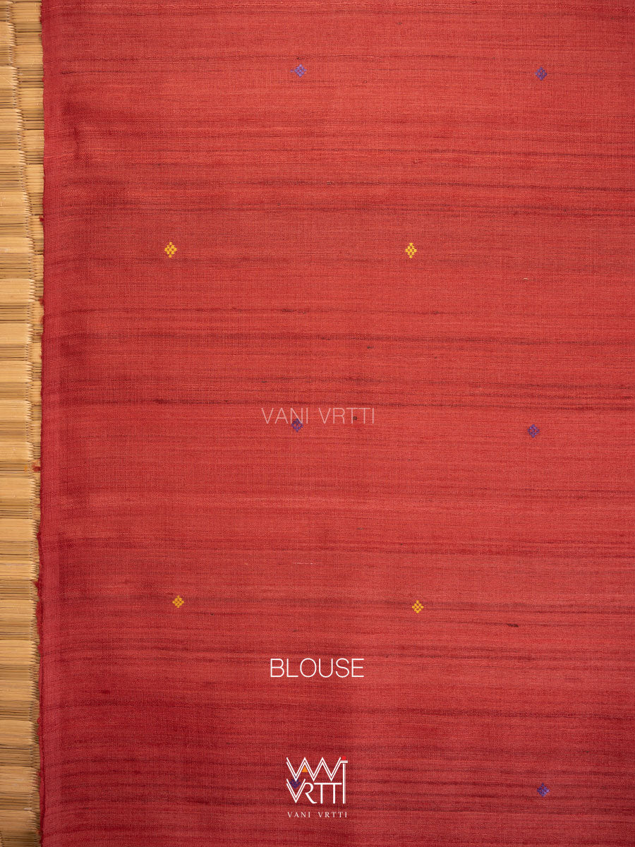 Yellow Red Purple Kondha Handspun Tussar Silk Saree