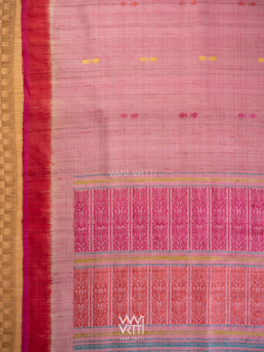 Onion Pink Red Red Ananta Handspun Tussar Silk Saree