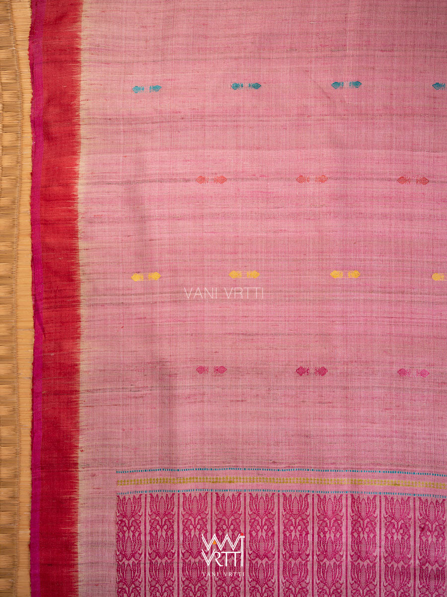 Onion Pink Red Red Ananta Handspun Tussar Silk Saree
