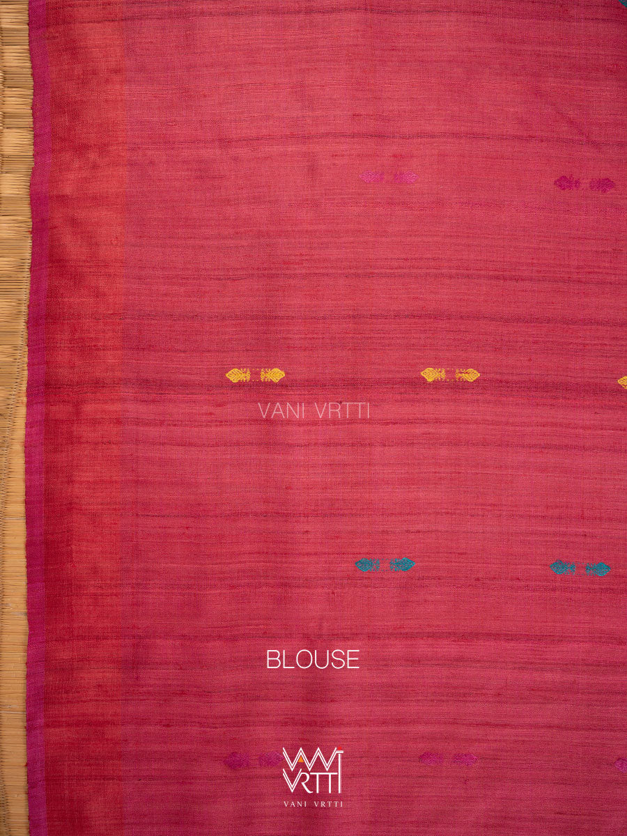 Onion Pink Red Red Ananta Handspun Tussar Silk Saree