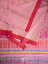 Onion Pink Red Red Ananta Handspun Tussar Silk Saree