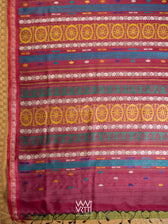 Mehendi Green Magenta  Airavata Konark Double Palla Handspun Tussar Silk Saree