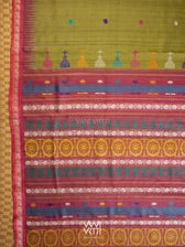 Mehendi Green Magenta  Airavata Konark Double Palla Handspun Tussar Silk Saree
