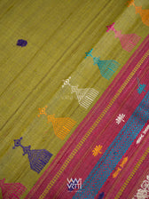 Mehendi Green Magenta  Airavata Konark Double Palla Handspun Tussar Silk Saree